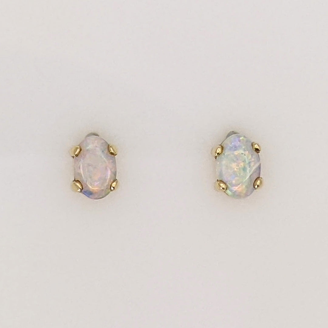 14K OPAL OVAL 4X6 (2) 5X7 (1) EARRINGS, PENDANT, &amp; CHAIN ESTATE SET 2.0 GRAMS