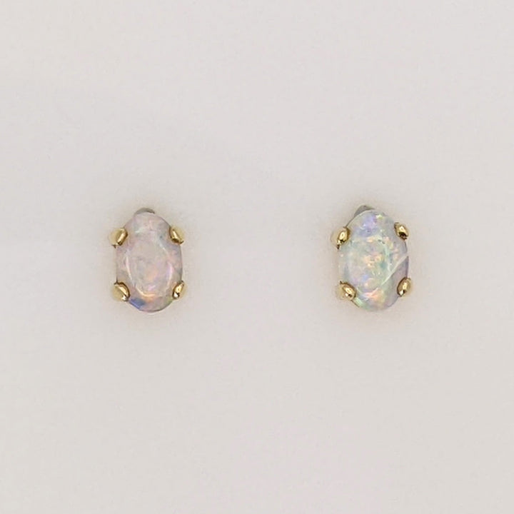 14K OPAL OVAL 4X6 (2) 5X7 (1) EARRINGS, PENDANT, &amp; CHAIN ESTATE SET 2.0 GRAMS