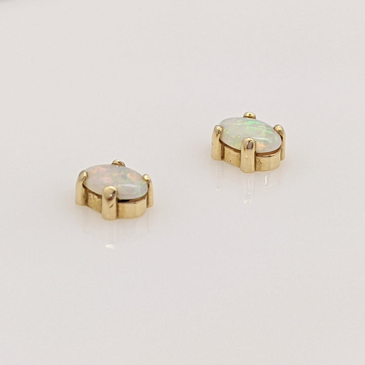 14K OPAL OVAL 4X6 (2) 5X7 (1) EARRINGS, PENDANT, &amp; CHAIN ESTATE SET 2.0 GRAMS