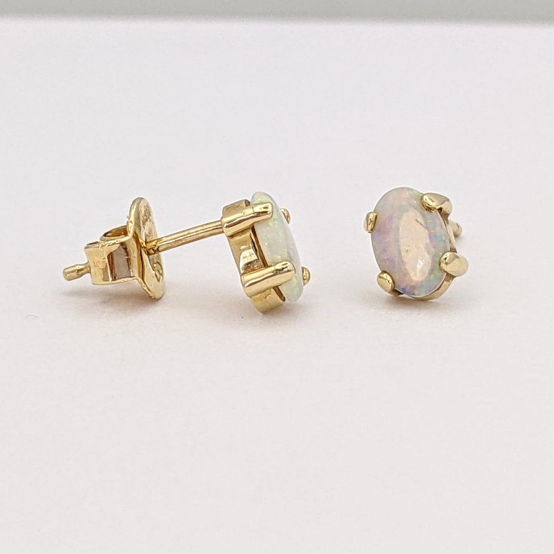 14K OPAL OVAL 4X6 (2) 5X7 (1) EARRINGS, PENDANT, &amp; CHAIN ESTATE SET 2.0 GRAMS