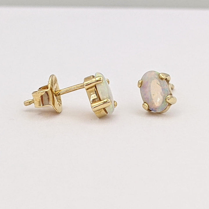 14K OPAL OVAL 4X6 (2) 5X7 (1) EARRINGS, PENDANT, &amp; CHAIN ESTATE SET 2.0 GRAMS