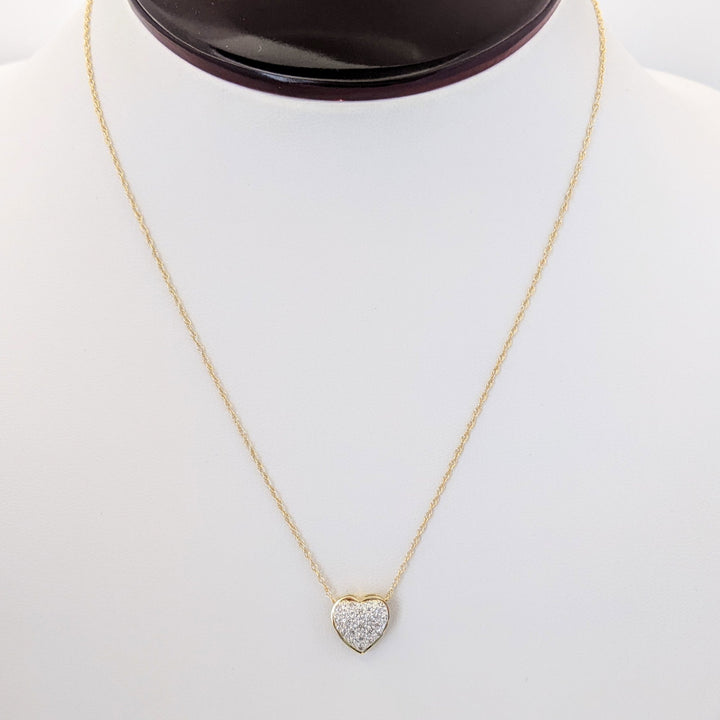 14K DIAMOND ROUND HEART ENCRUSTED ESTATE PENDANT &amp; CHAIN 1.7 GRAMS