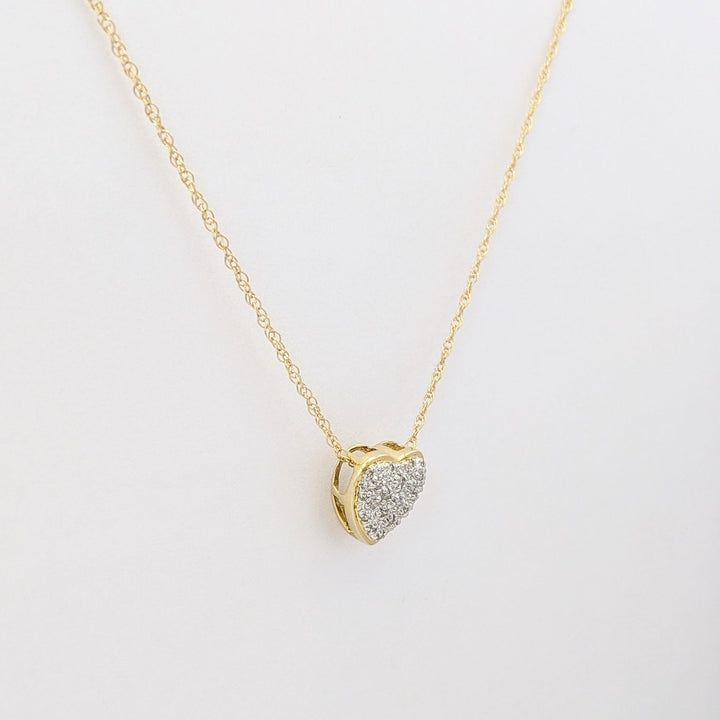 14K DIAMOND ROUND HEART ENCRUSTED ESTATE PENDANT &amp; CHAIN 1.7 GRAMS