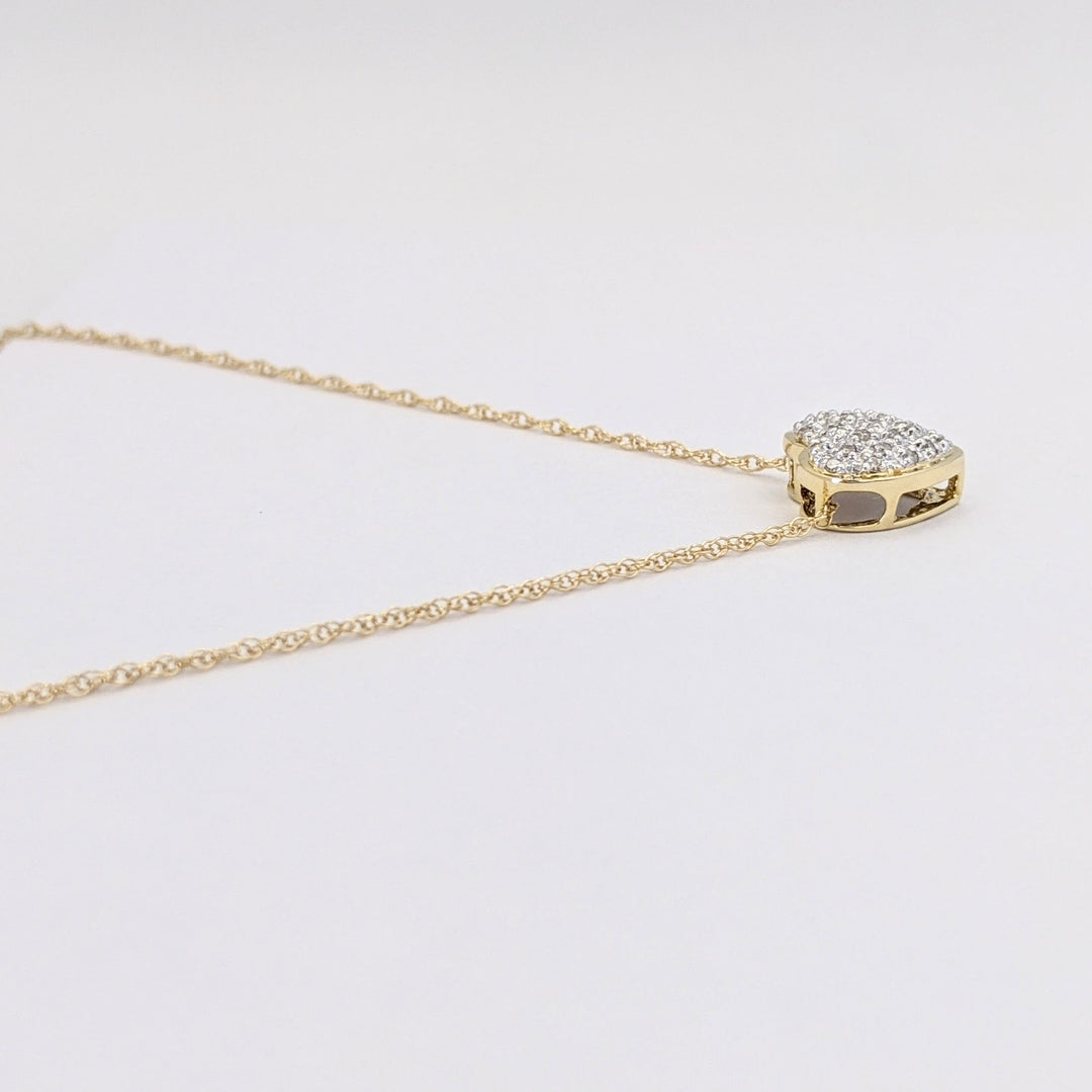 14K DIAMOND ROUND HEART ENCRUSTED ESTATE PENDANT &amp; CHAIN 1.7 GRAMS