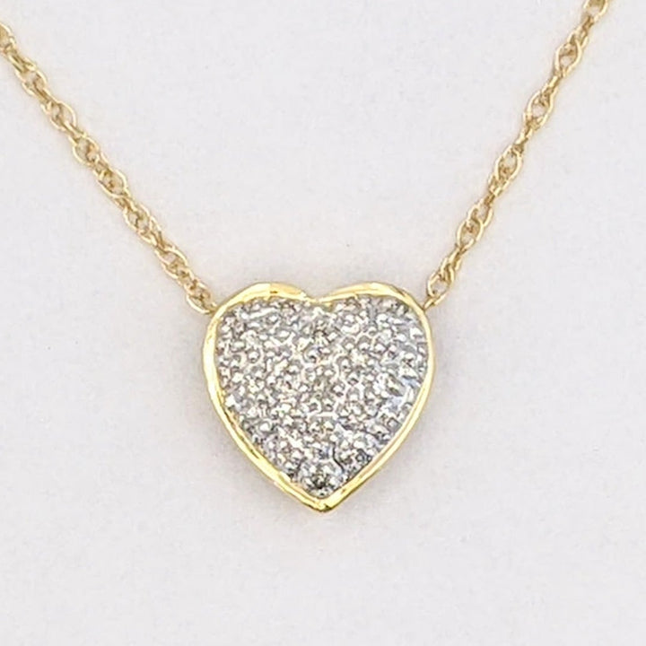 14K DIAMOND ROUND HEART ENCRUSTED ESTATE PENDANT &amp; CHAIN 1.7 GRAMS