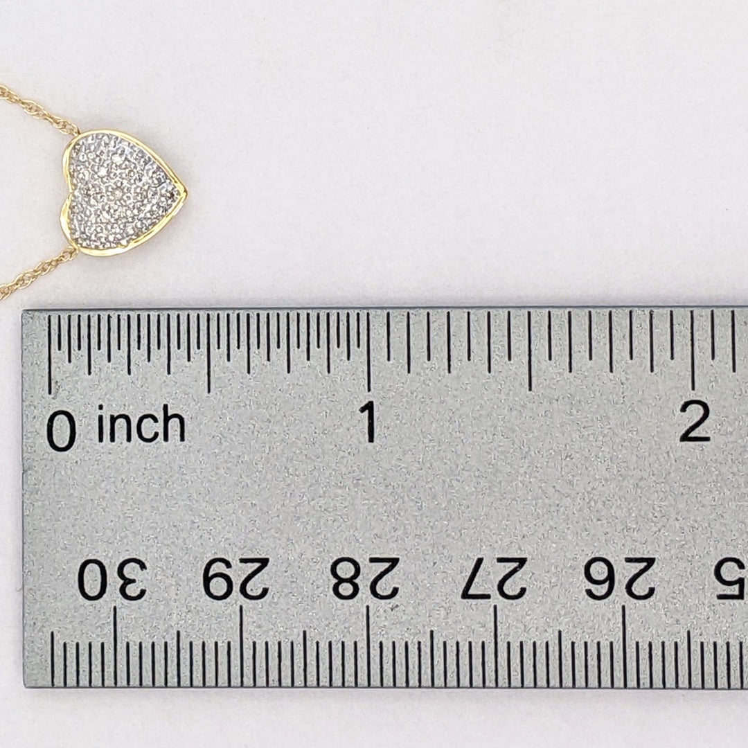 14K DIAMOND ROUND HEART ENCRUSTED ESTATE PENDANT &amp; CHAIN 1.7 GRAMS