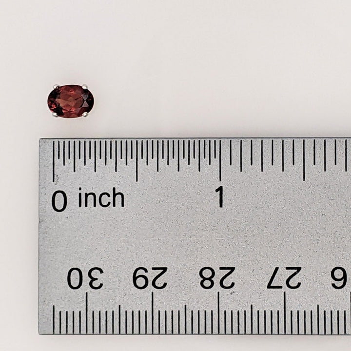 14K WHITE GARNET OVAL 5X7 ESTATE STUD EARRINGS 1.0 GRAM