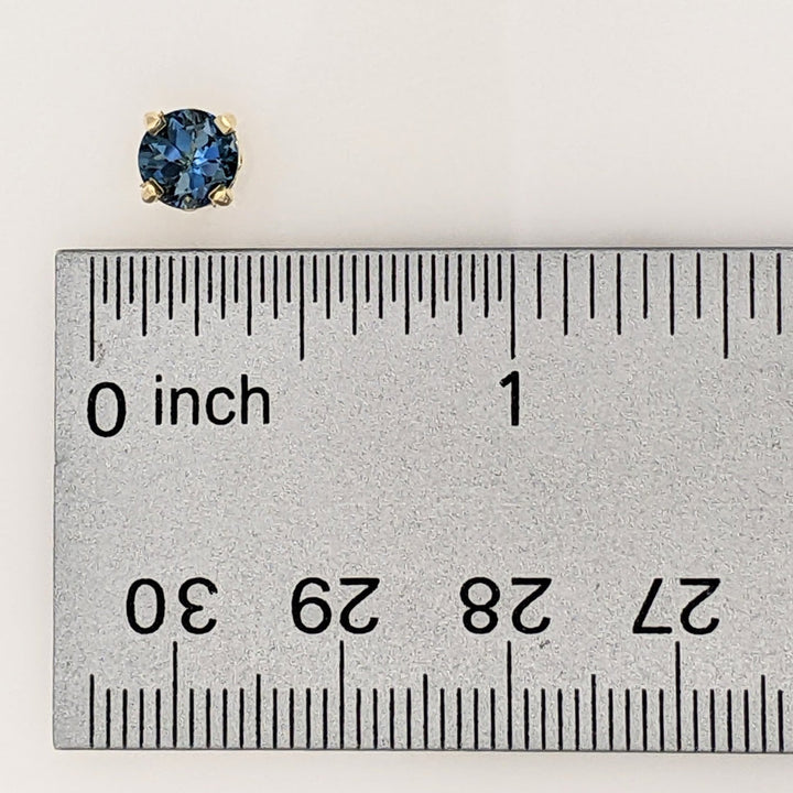 14K LONDON BLUE TOPAZ ROUND 6MM ESTATE STUD EARRINGS 1.6 GRAMS