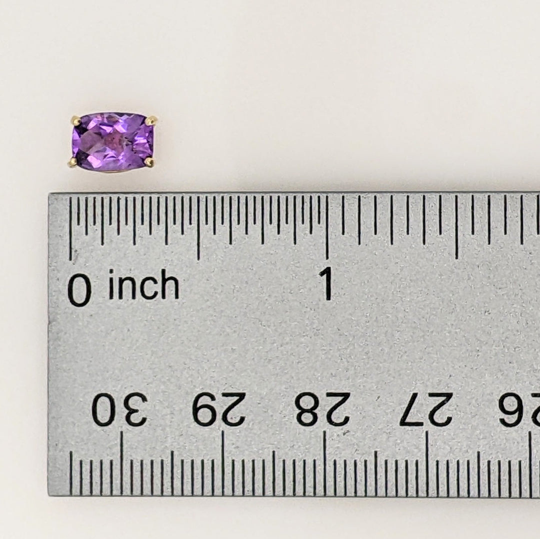 14K AMETHYST CUSHION CUT 6X8 ESTATE STUD EARRINGS 1.3 GRAMS