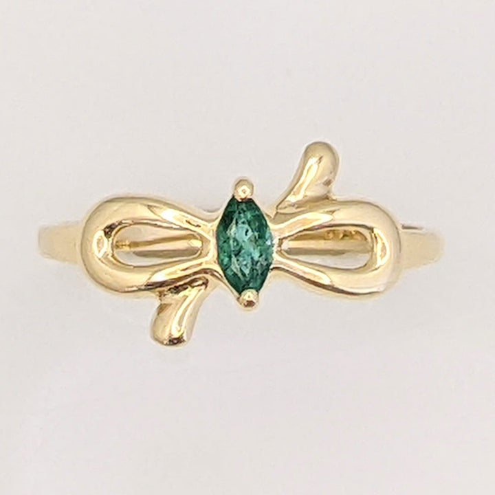 10K EMERALD MARQUISE 2.5X5 BOW ESTATE RING 1.4 GRAMS