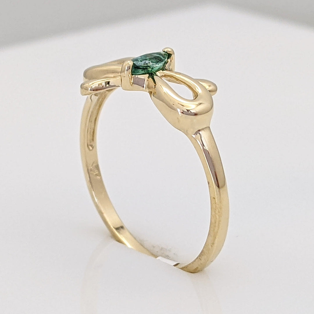 10K EMERALD MARQUISE 2.5X5 BOW ESTATE RING 1.4 GRAMS