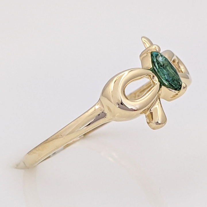 10K EMERALD MARQUISE 2.5X5 BOW ESTATE RING 1.4 GRAMS