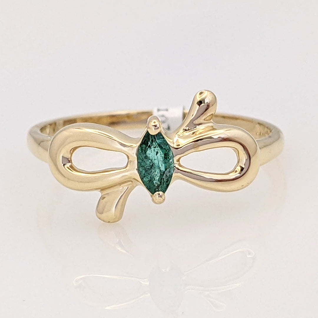 10K EMERALD MARQUISE 2.5X5 BOW ESTATE RING 1.4 GRAMS