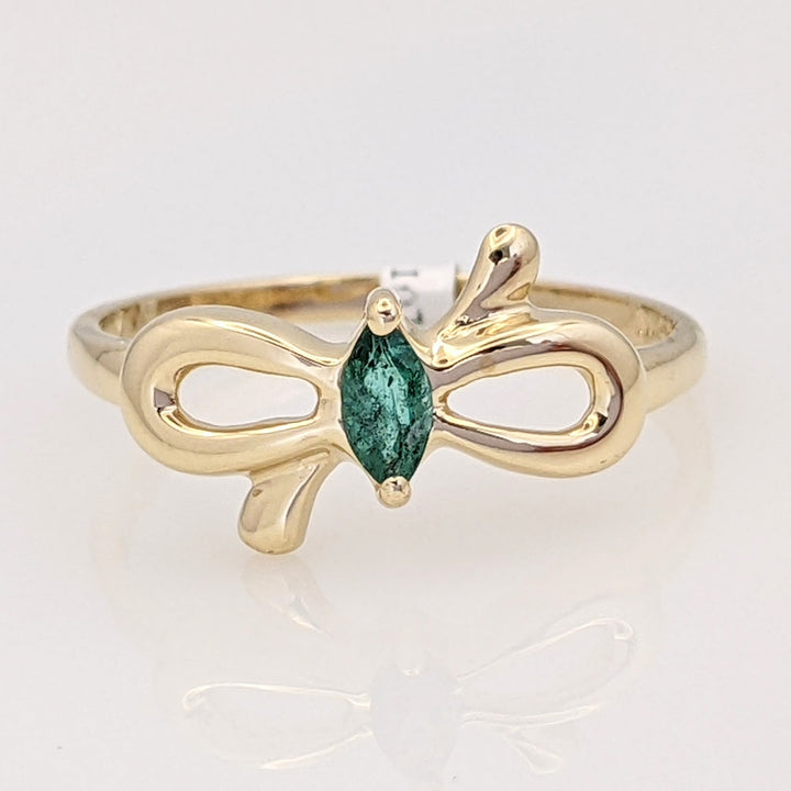 10K EMERALD MARQUISE 2.5X5 BOW ESTATE RING 1.4 GRAMS