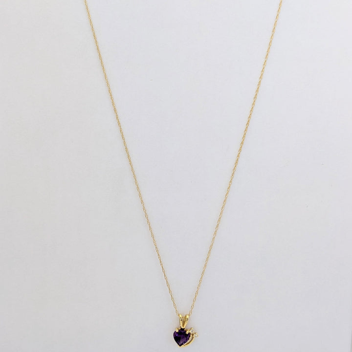 10K AMETHYST HEART 6MM WITH MELEE ESTATE EARRING, PENDANT &amp; CHAIN SET 2.3 GRAMS