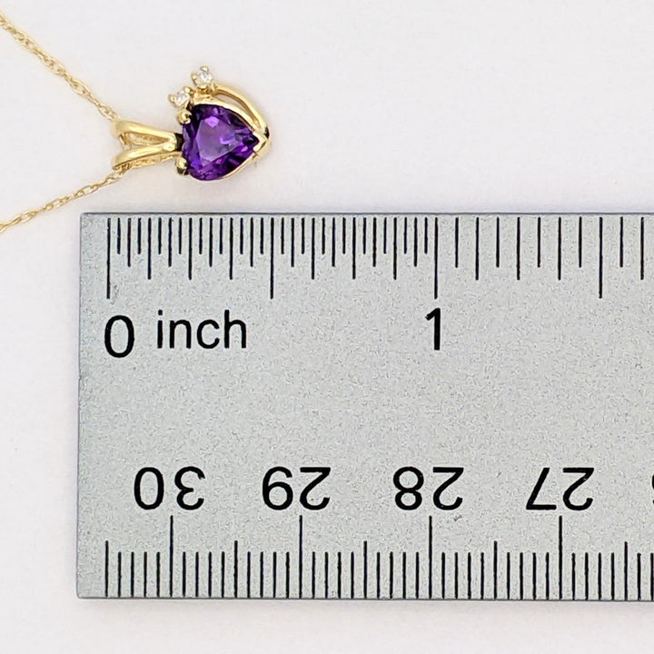 10K AMETHYST HEART 6MM WITH MELEE ESTATE EARRING, PENDANT &amp; CHAIN SET 2.3 GRAMS