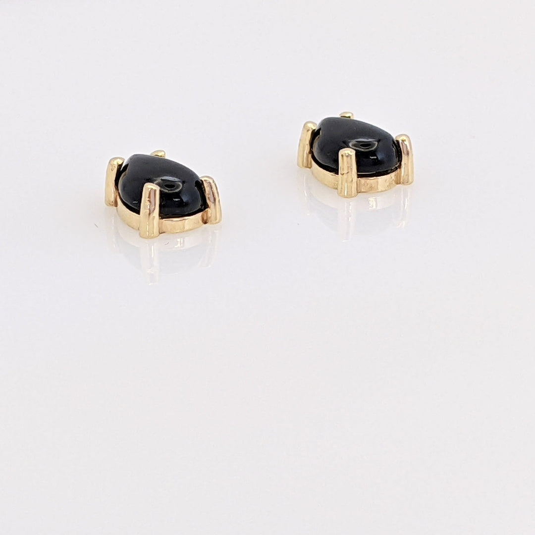 14K ONYX PEAR 5X7 (3) ESTATE EARRINGS, PENDANT &amp; CHAIN SET 2.6 GRAMS