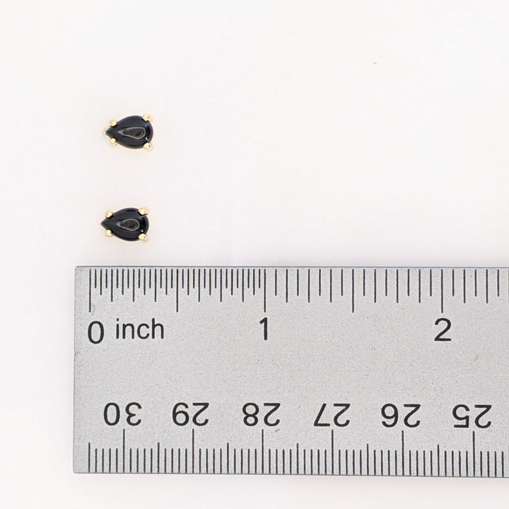 14K ONYX PEAR 5X7 (3) ESTATE EARRINGS, PENDANT &amp; CHAIN SET 2.6 GRAMS