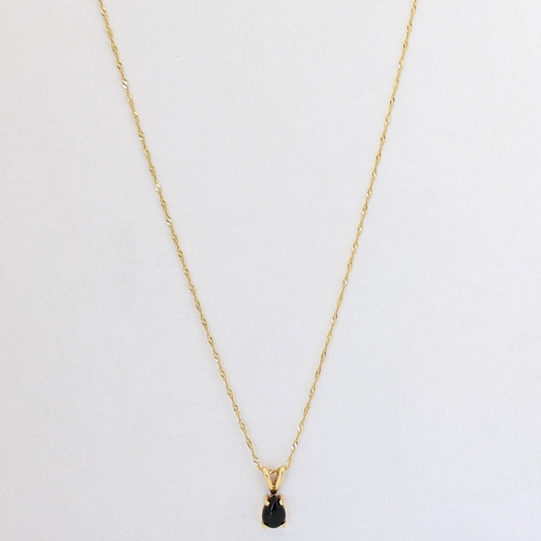 14K ONYX PEAR 5X7 (3) ESTATE EARRINGS, PENDANT &amp; CHAIN SET 2.6 GRAMS