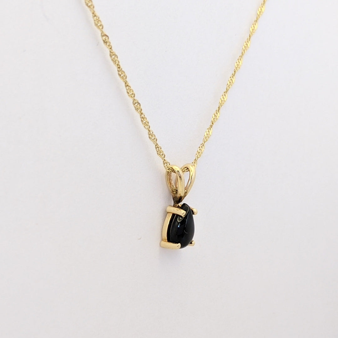 14K ONYX PEAR 5X7 (3) ESTATE EARRINGS, PENDANT &amp; CHAIN SET 2.6 GRAMS