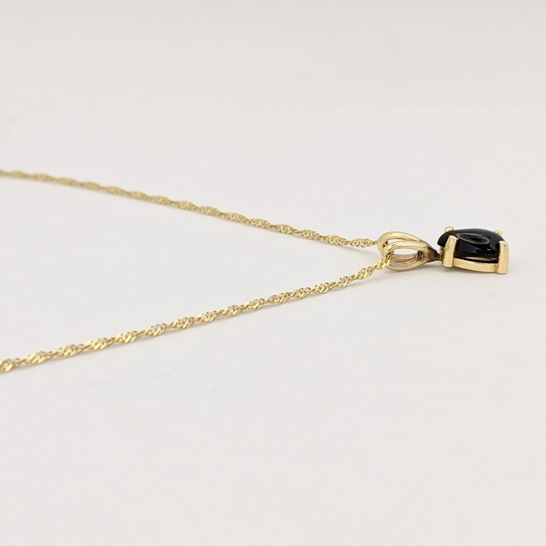 14K ONYX PEAR 5X7 (3) ESTATE EARRINGS, PENDANT &amp; CHAIN SET 2.6 GRAMS