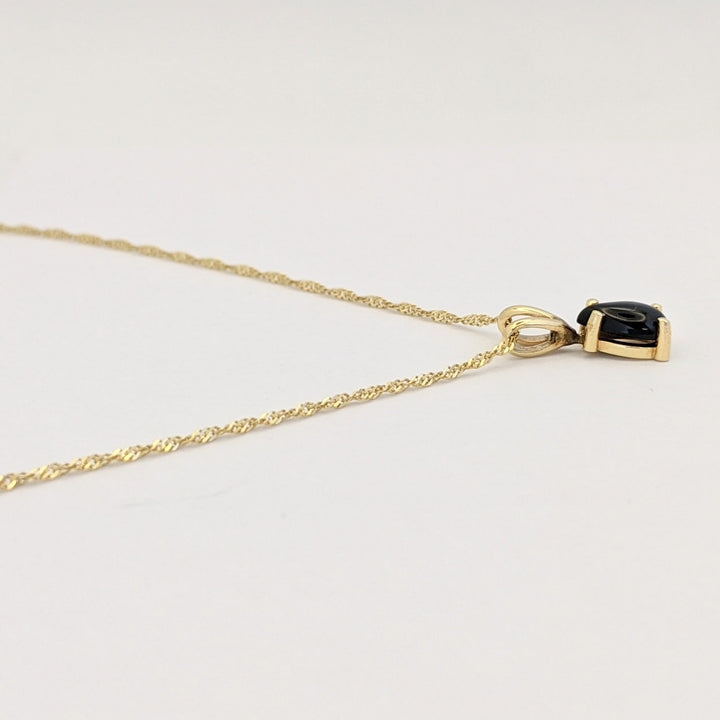 14K ONYX PEAR 5X7 (3) ESTATE EARRINGS, PENDANT &amp; CHAIN SET 2.6 GRAMS