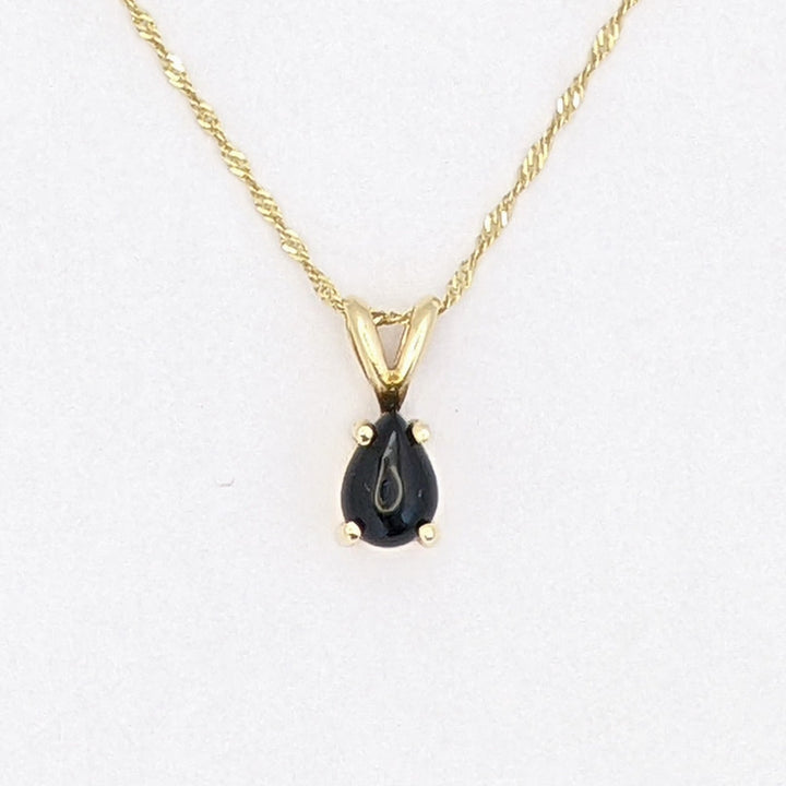 14K ONYX PEAR 5X7 (3) ESTATE EARRINGS, PENDANT &amp; CHAIN SET 2.6 GRAMS