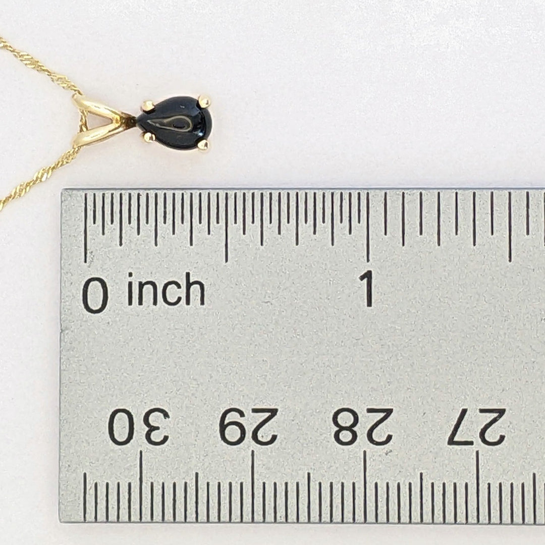 14K ONYX PEAR 5X7 (3) ESTATE EARRINGS, PENDANT &amp; CHAIN SET 2.6 GRAMS
