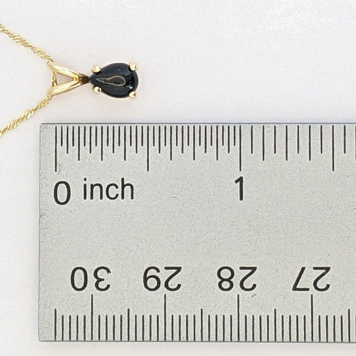 14K ONYX PEAR 5X7 (3) ESTATE EARRINGS, PENDANT &amp; CHAIN SET 2.6 GRAMS