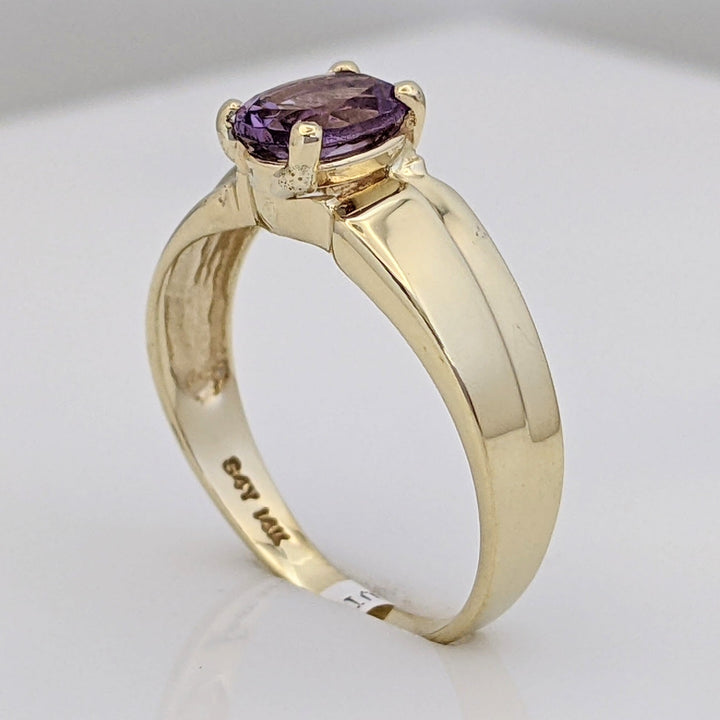 14K AMETHYST OVAL 5X7 ESTATE RING 2.2 GRAMS