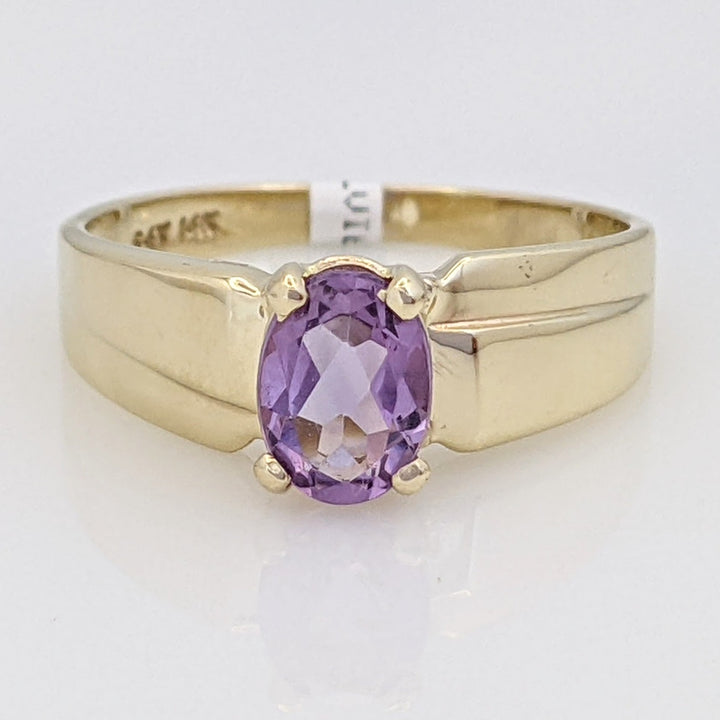 14K AMETHYST OVAL 5X7 ESTATE RING 2.2 GRAMS