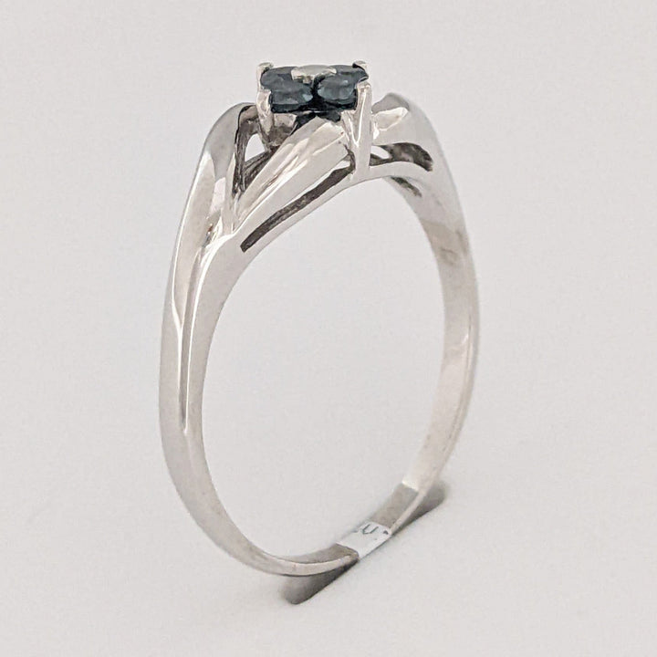 14K WHITE .20 CARAT TOTAL WEIGHT BLUE DIAMOND ROUND (4) FLORAL OPEN TOP ESTATE RING 3.3 GRAMS