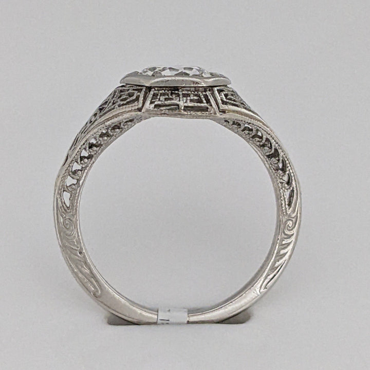PLATINUM .90 CARAT TOTAL SI1 H DIAMOND ROUND FILAGREE HEXAGON ESTATE RING 3.2 GRAMS