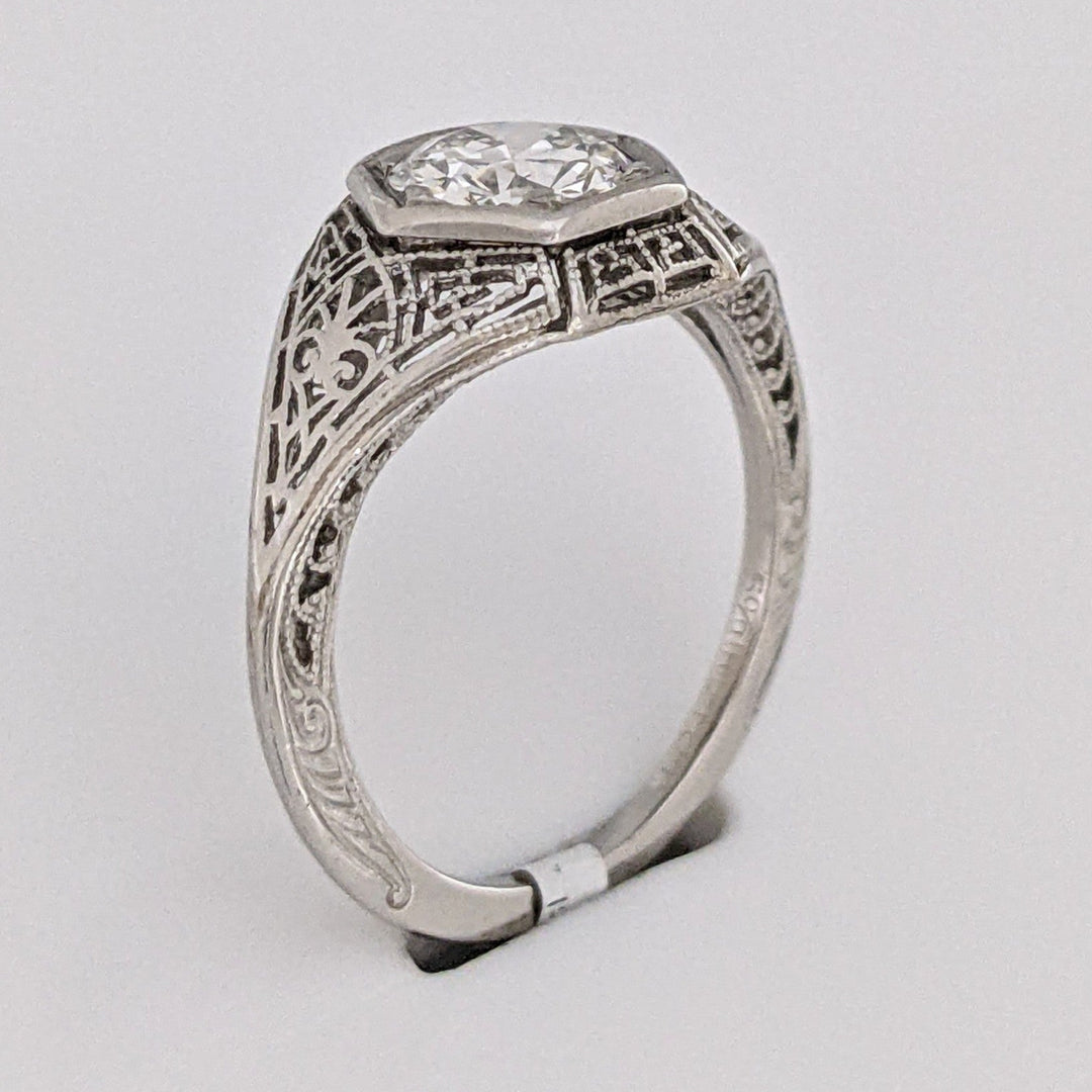 PLATINUM .90 CARAT TOTAL SI1 H DIAMOND ROUND FILAGREE HEXAGON ESTATE RING 3.2 GRAMS