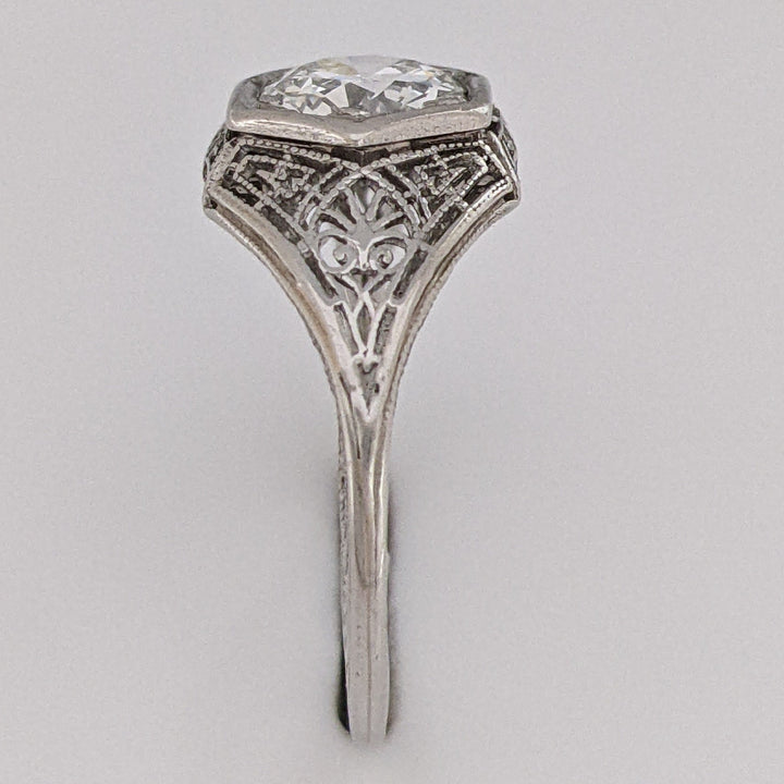 PLATINUM .90 CARAT TOTAL SI1 H DIAMOND ROUND FILAGREE HEXAGON ESTATE RING 3.2 GRAMS