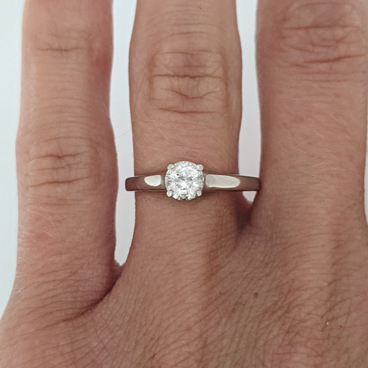 14K WHITE .40 CARAT TOTAL I1 H DIAMOND ROUND ESTATE SOLITAIRE RING 1.9 GRAMS