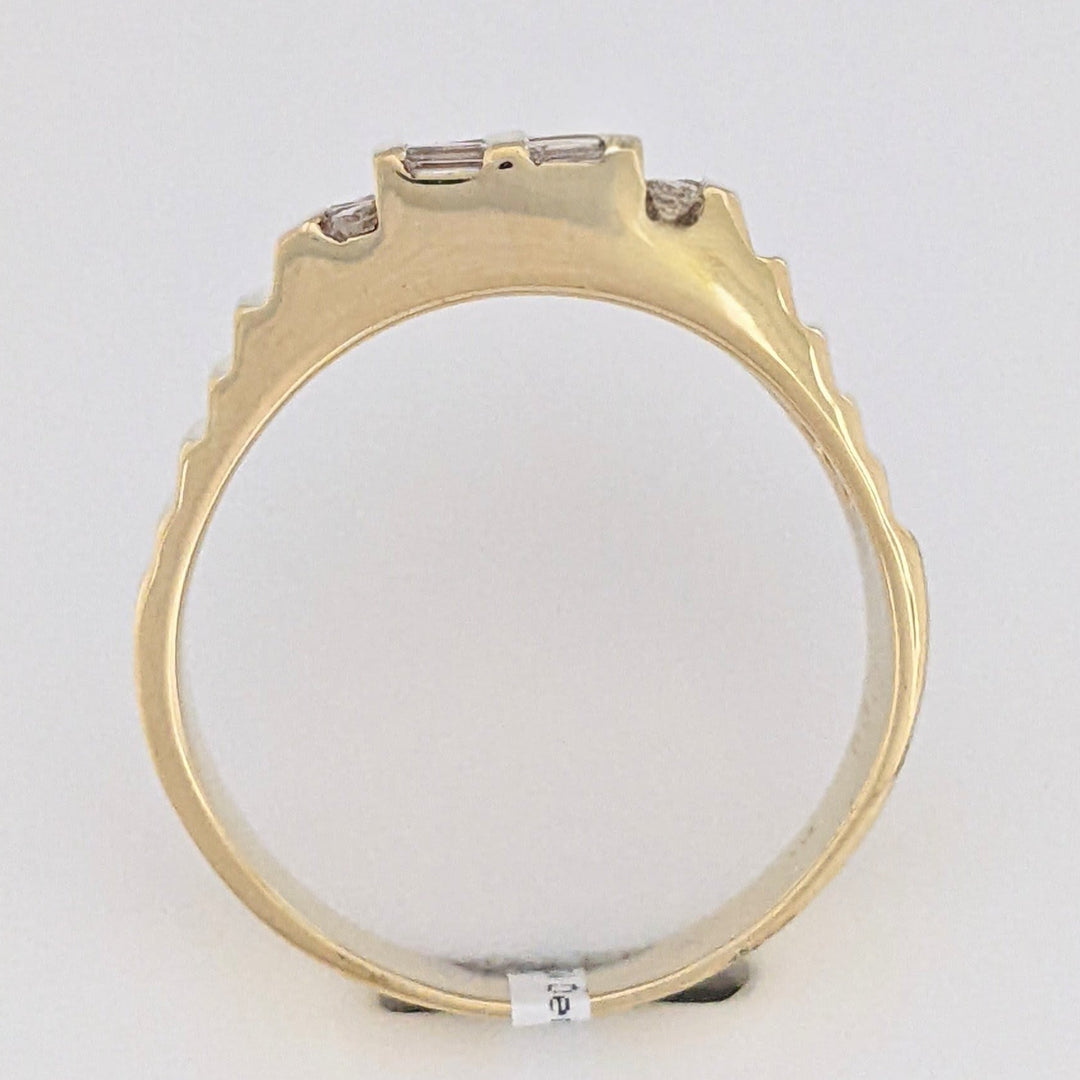 14K .84 CARAT TOTAL SI1 I DIAMOND EMERALD CUT (10) ROUND (8) 4-ROW ESTATE RING 8.5 GRAMS
