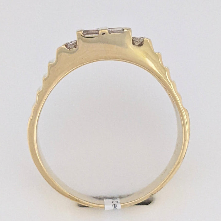 14K .84 CARAT TOTAL SI1 I DIAMOND EMERALD CUT (10) ROUND (8) 4-ROW ESTATE RING 8.5 GRAMS