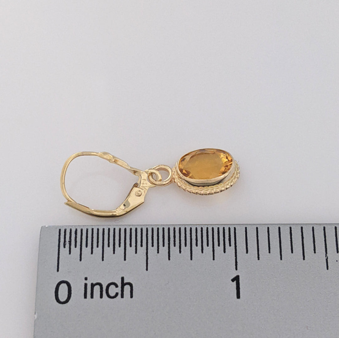 14K CITRINE OVAL 6X8 BEZEL LEVERBACK ESTATE EARRINGS 2.3 GRAMS