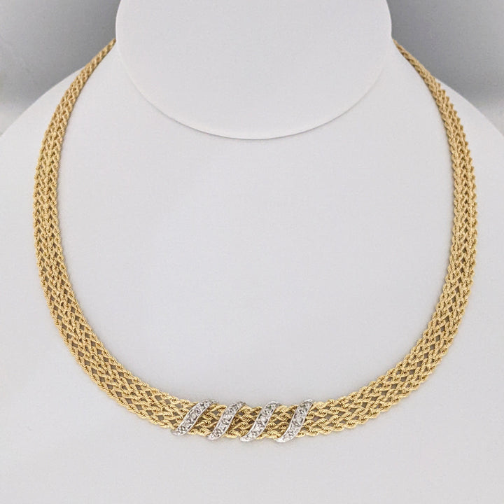 14K .24 CARAT TOTAL WEIGHT I1 I-J DIAMOND ROUND (20) MULTI-ROW ESTATE NECKLACE 24.7 GRAMS