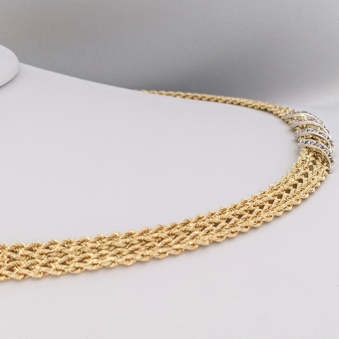 14K .24 CARAT TOTAL WEIGHT I1 I-J DIAMOND ROUND (20) MULTI-ROW ESTATE NECKLACE 24.7 GRAMS