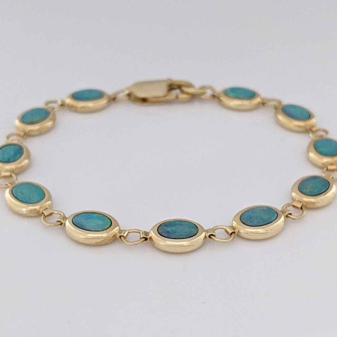 14K DOUBLET OPAL OVAL (11) 5X7 ESTATE BRACELET 8.2 GRAMS
