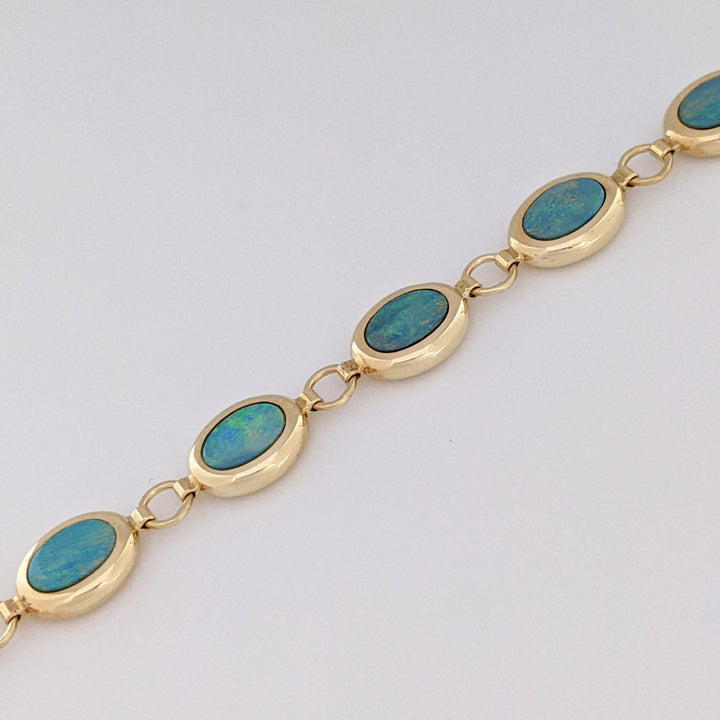 14K DOUBLET OPAL OVAL (11) 5X7 ESTATE BRACELET 8.2 GRAMS