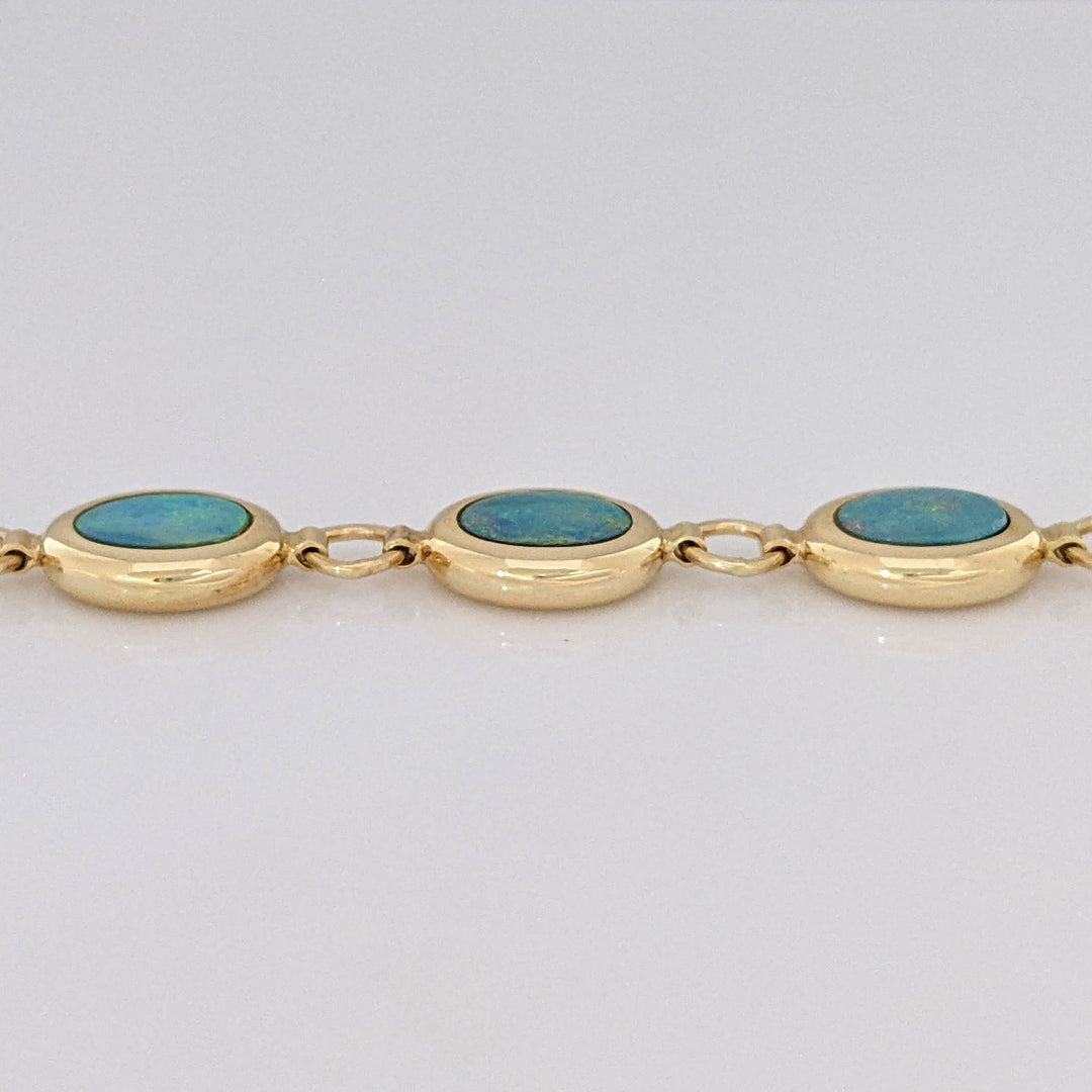 14K DOUBLET OPAL OVAL (11) 5X7 ESTATE BRACELET 8.2 GRAMS