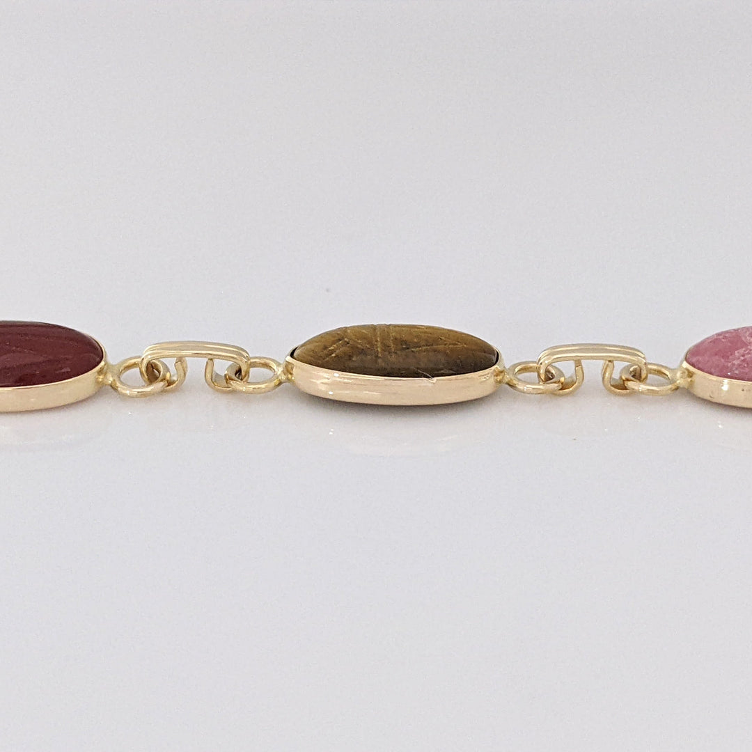 14K SCARAB OVAL (6) 7X14 ESTATE BRACELET 8.4 GRAMS