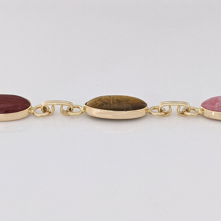 14K SCARAB OVAL (6) 7X14 ESTATE BRACELET 8.4 GRAMS