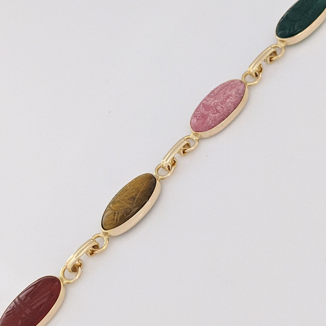 14K SCARAB OVAL (6) 7X14 ESTATE BRACELET 8.4 GRAMS
