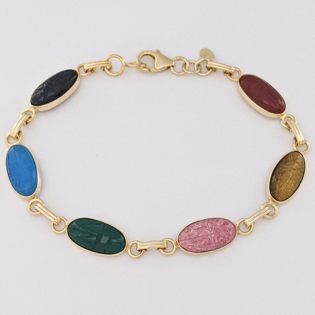 14K SCARAB OVAL (6) 7X14 ESTATE BRACELET 8.4 GRAMS
