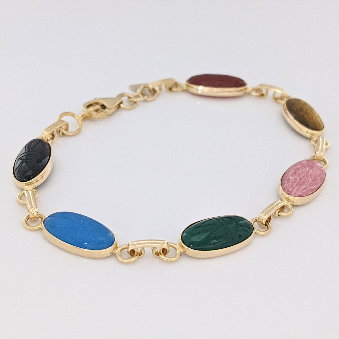 14K SCARAB OVAL (6) 7X14 ESTATE BRACELET 8.4 GRAMS