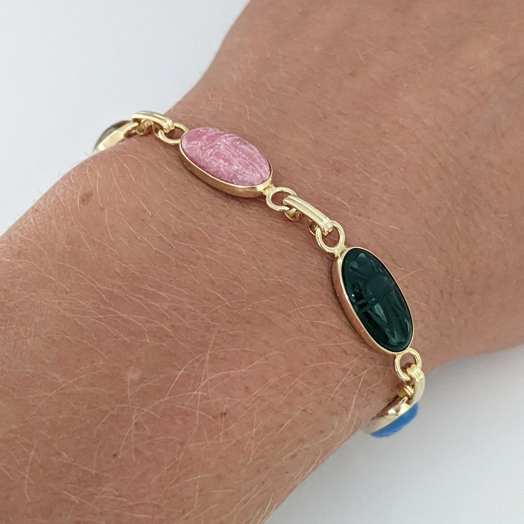 14K SCARAB OVAL (6) 7X14 ESTATE BRACELET 8.4 GRAMS